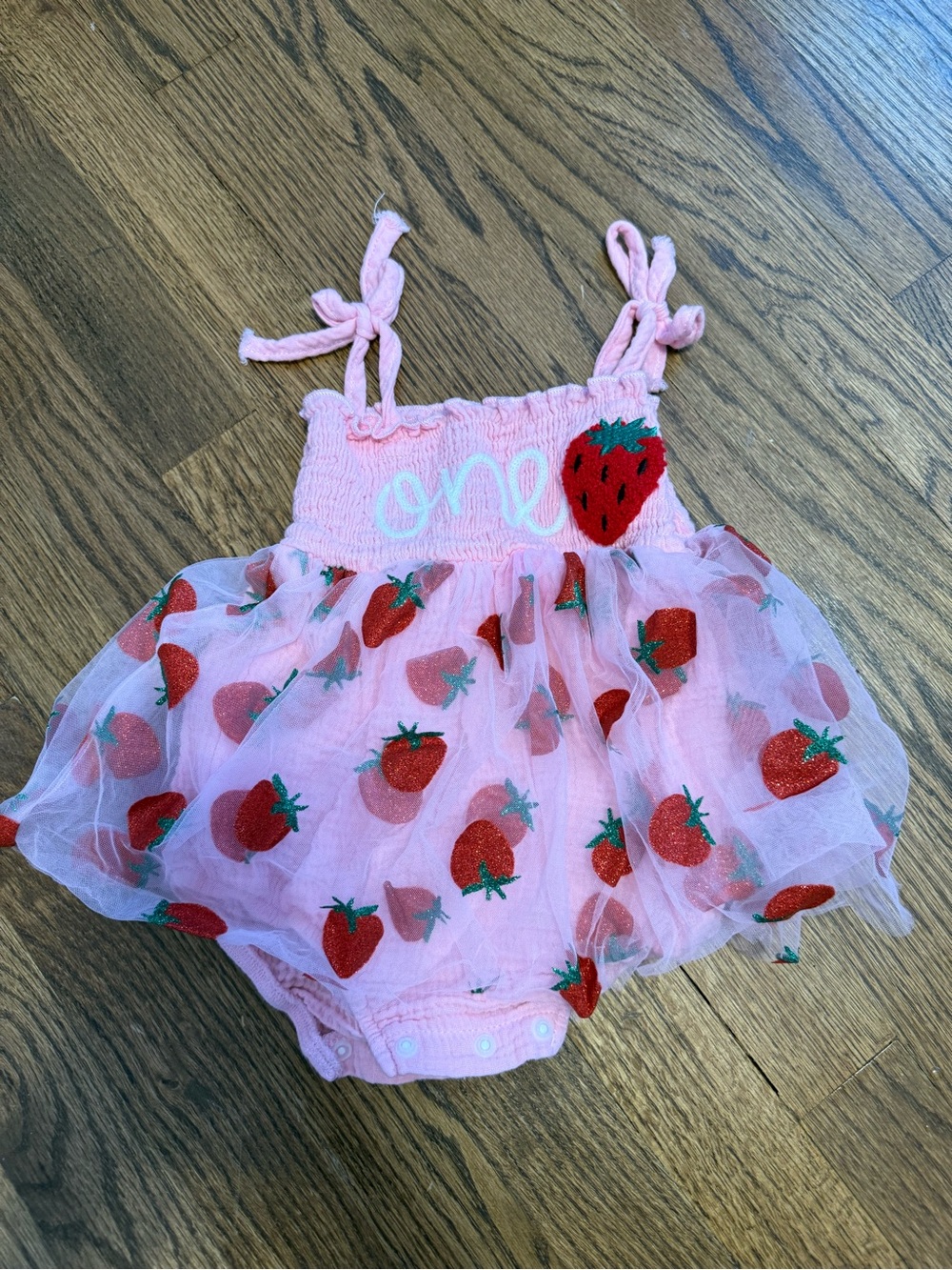 Baby First Birthday Strawberry Outfit